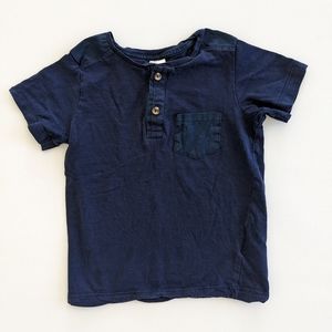 H&M Mixed Media Blue Short Sleeve Pocket T-Shirt